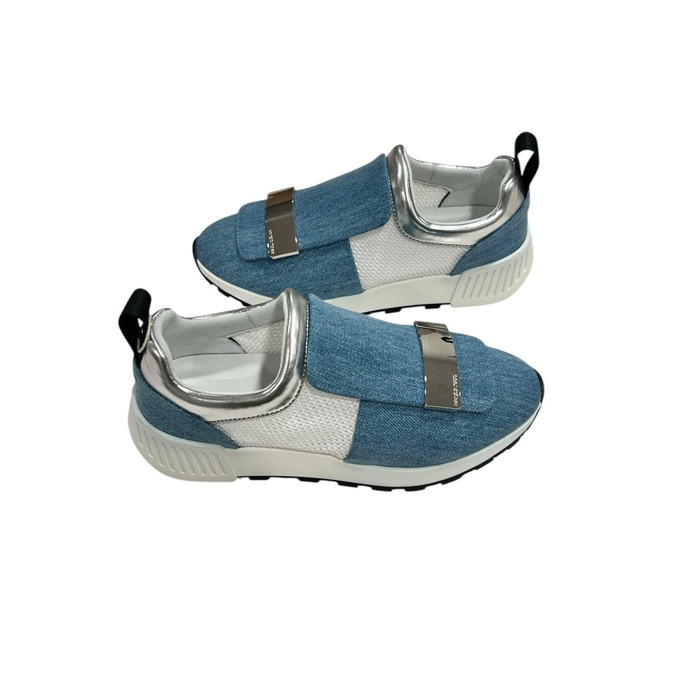 Sergio Rossi SR1 slip ons Sneakers Denimβ scarp Donna Womens size 34 3.5 New